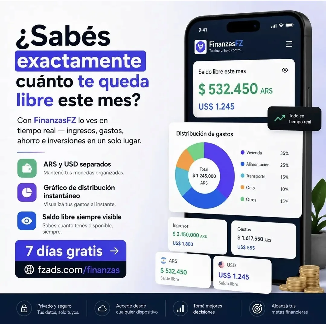 FinanzasFZ, control de finanzas personales en pesos y dólares